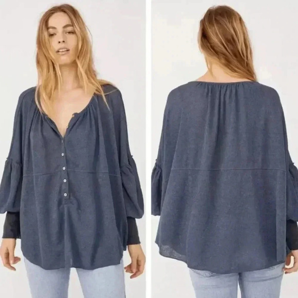 Free People Marla Henley Top in Poppyseed size Small - Picture 5 of 6